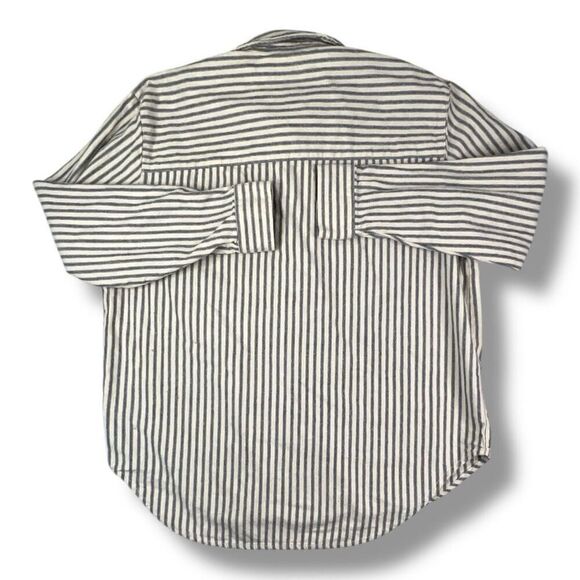 Brixton Bowery Boyfriend Oversized Dove Stripe Long Sleeve Flannel Size Small - Picture 6 of 6
